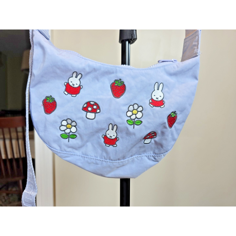 Baggu x Miffy SM Crescent Bag Purple Nylon Crossbody Bunny Print Limited Edition - Picture 6 of 12